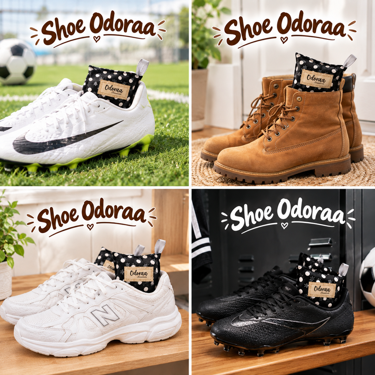 Odoraa -Shoe Odor Eliminator & Deodorizer| Non-Toxic, Natural Eco-Friendly Odor Absorber, Moisture & Sweat Control, Solar Rechargeable |3.5oz  5 Pairs