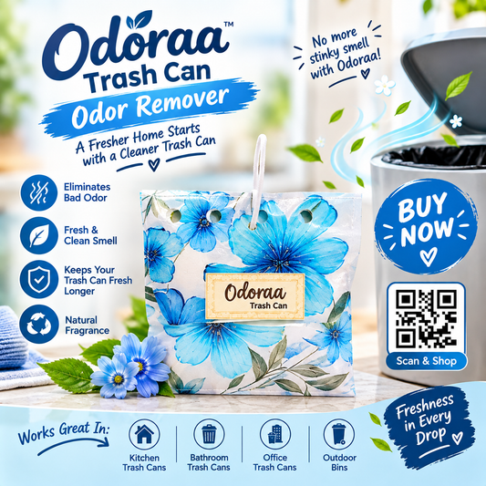 Odoraa Case Pack of 2 - Black Trash Can + Kitchen Trash Can Odor Remover