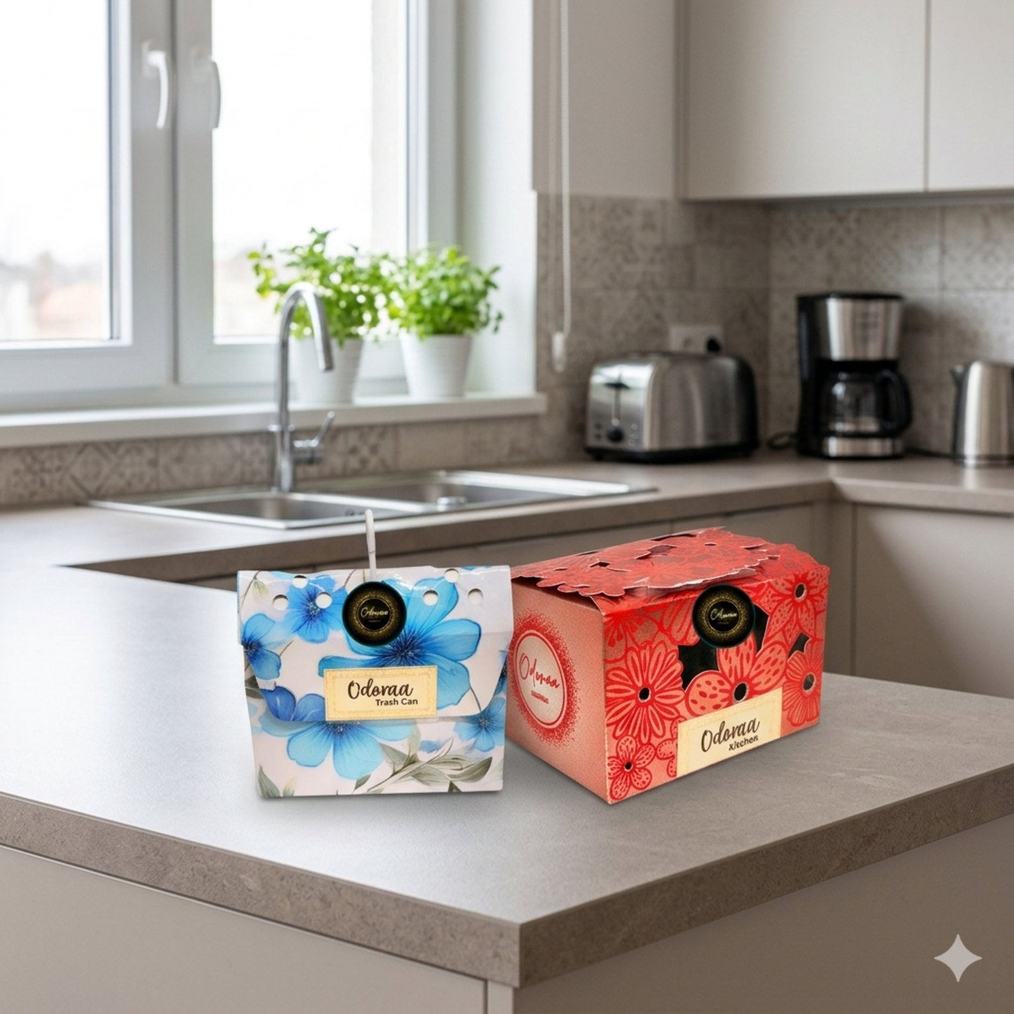 Odoraa -Kitchen Odor Absorber | Solar Rechargeable | Long-Lasting Up to 3months | Eco-Friendly Naturally freshens kitchen and Restrooms with Odoraa Essentials(pack of 2)