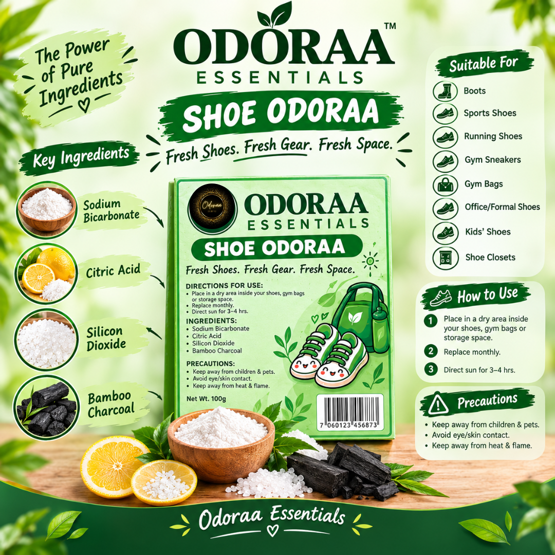 Odoraa -Shoe Odor Eliminator & Deodorizer| Non-Toxic, Natural Eco-Friendly Odor Absorber, Moisture & Sweat Control, Solar Rechargeable |3.5oz  5 Pairs
