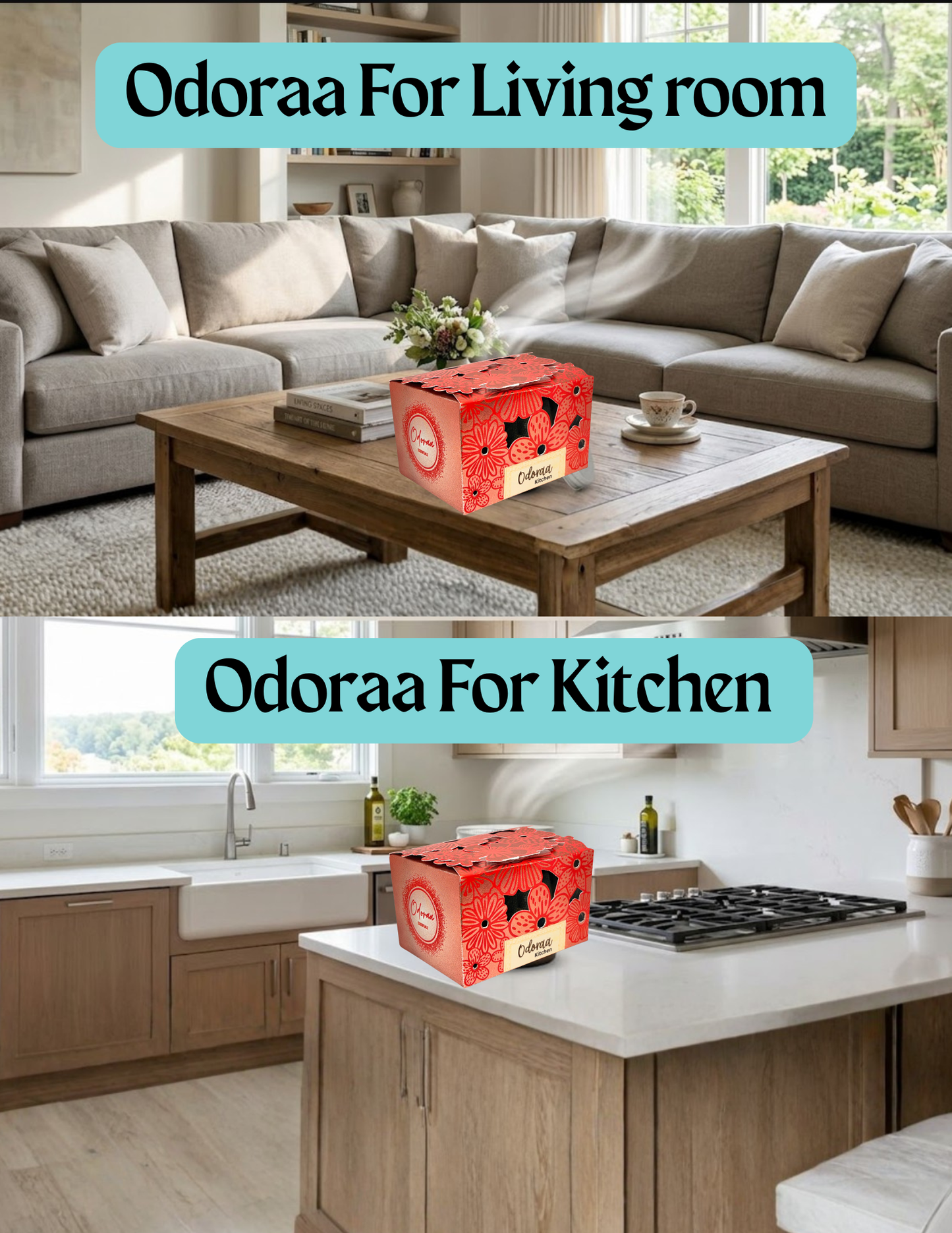 Odoraa -Kitchen Odor Absorber | Solar Rechargeable | Long-Lasting Up to 3months | Eco-Friendly Naturally freshens kitchen and Restrooms with Odoraa Essentials(pack of 2)